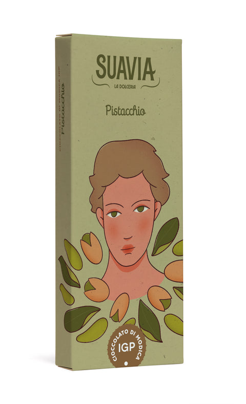 Suavia Modica Chocolate PGI – 10 Bars of 75g, Pistachio