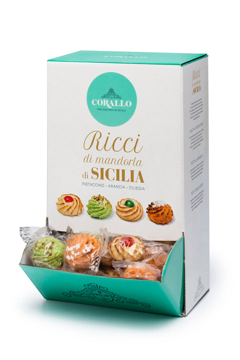 Corallo Sicilian Almond Pastry Display - 1.5kg of Authentic Tradition, 45 Single-Serve Biscuits in 3 Classic Flavors (Classic, Lemon, Pistachio)