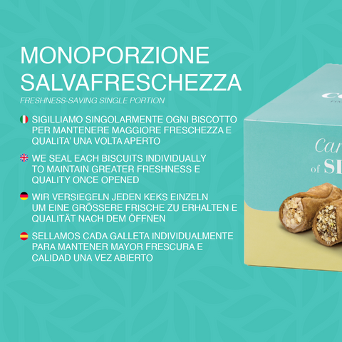 Sizilianische Cannoli gefüllt mit Pistazien, Haselnüssen und Gianduia-Creme